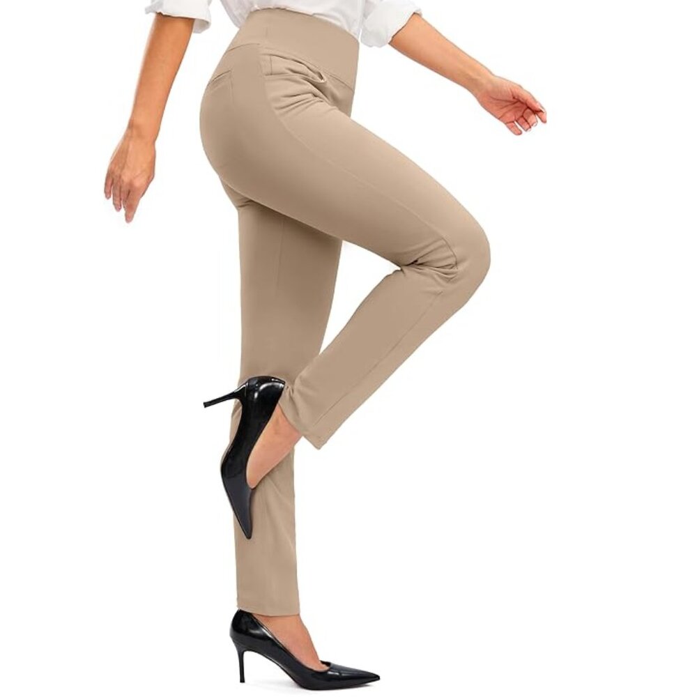 Pull On Casual Pants Stretchy Beige Tan XXL, 34" Waist, Rammus